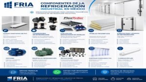 Componentes para sistemas de refrigeración industrial FRIA en México.