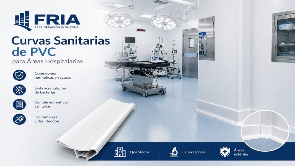 rva sanitaria de PVC instalada en quirófano para mantener la higiene en áreas estériles hospitalarias.