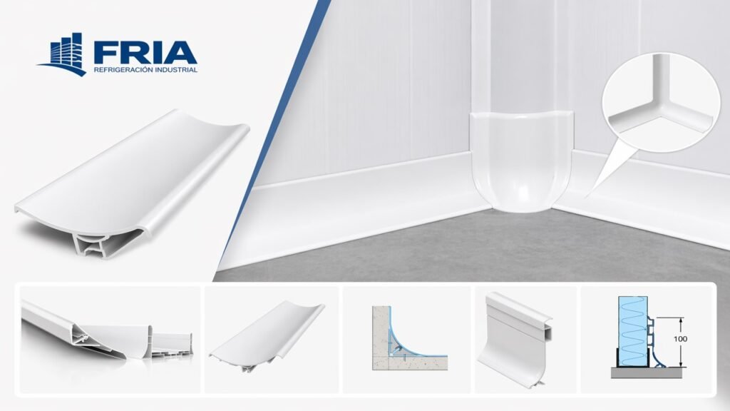 Curva sanitaria PVC blanca utilizada en instalaciones alimentarias y hospitalarias.