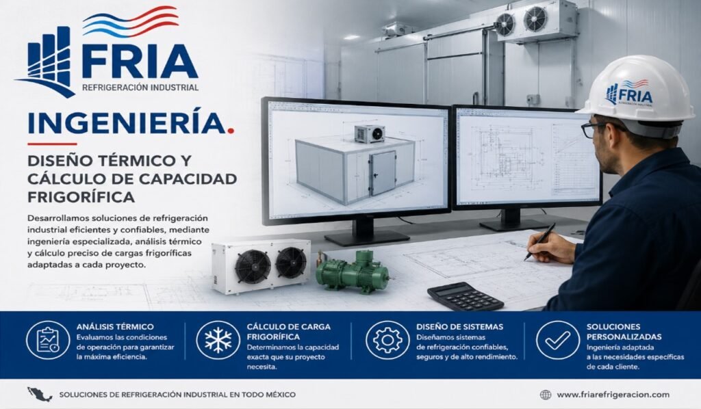 Diseño térmico y cálculo de capacidad frigorífica para cámaras de refrigeración industrial en México realizado por FRIA Refrigeración.