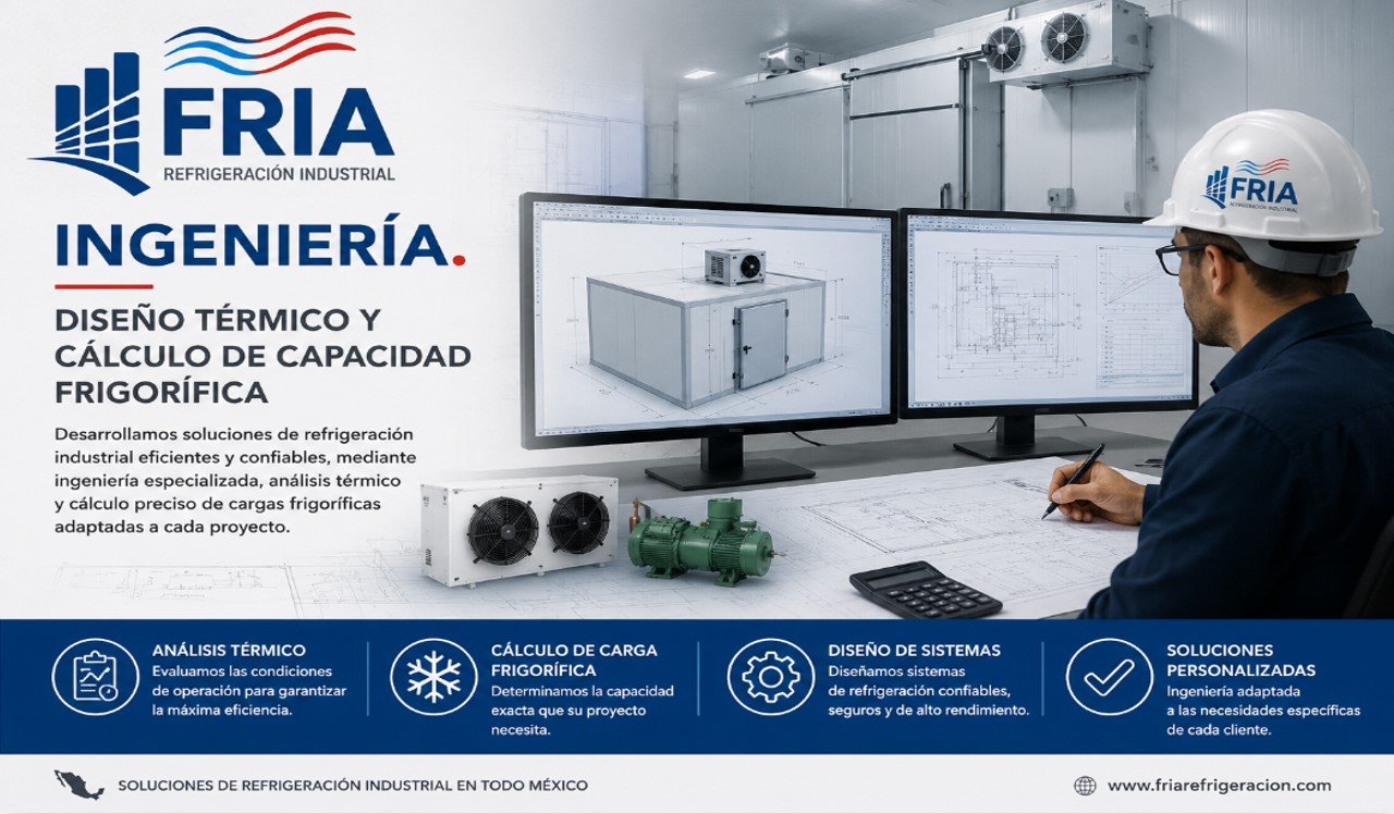Diseño térmico y cálculo de capacidad frigorífica para cámaras de refrigeración industrial en México realizado por FRIA Refrigeración.