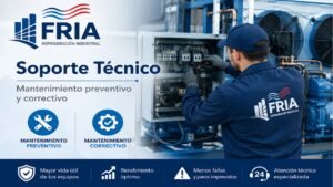 Soporte técnico y mantenimiento de sistemas de refrigeración industrial FRIA en México.