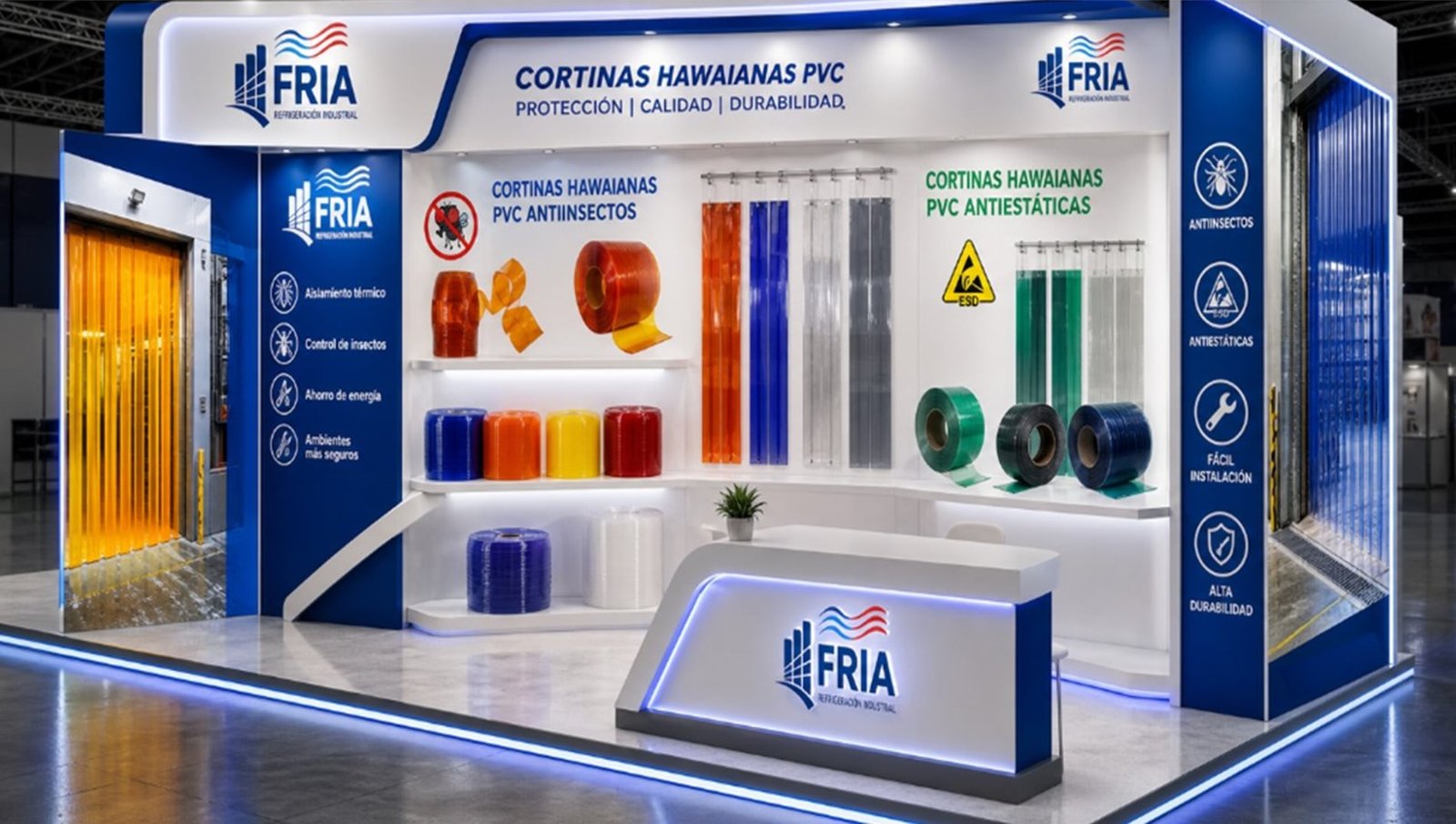 Cortinas hawaianas PVC para protección y separación de áreas