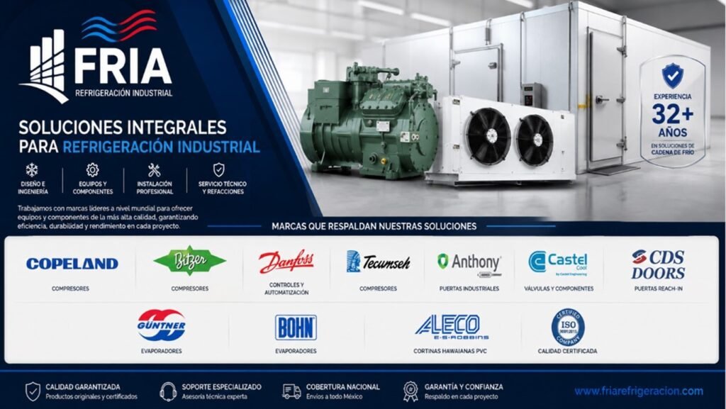 Marcas representadas por FRIA Refrigeración para soluciones de refrigeración industrial en México