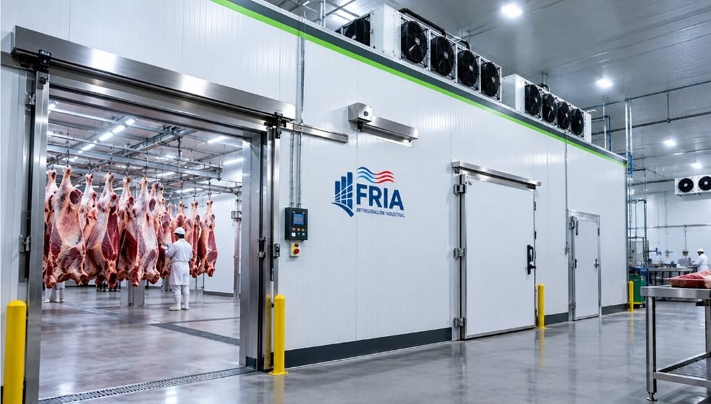 Cámaras de refrigeración y frigoríficos industriales para canales de carne en rastros TIF.